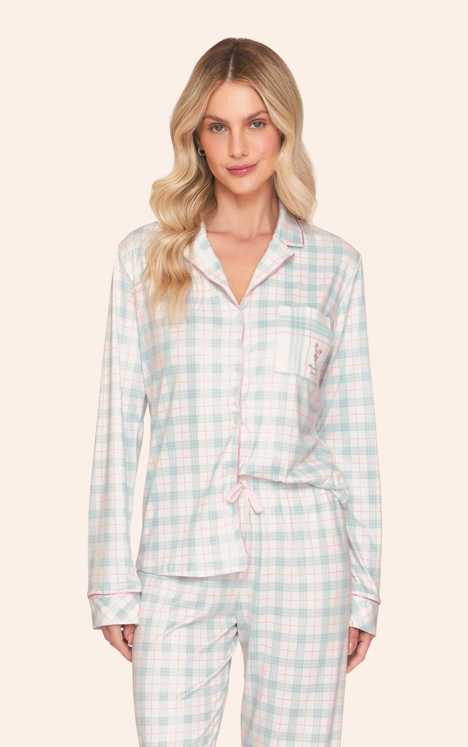 Pijama Aberto Feminino Longo Xadrez Morning Lover