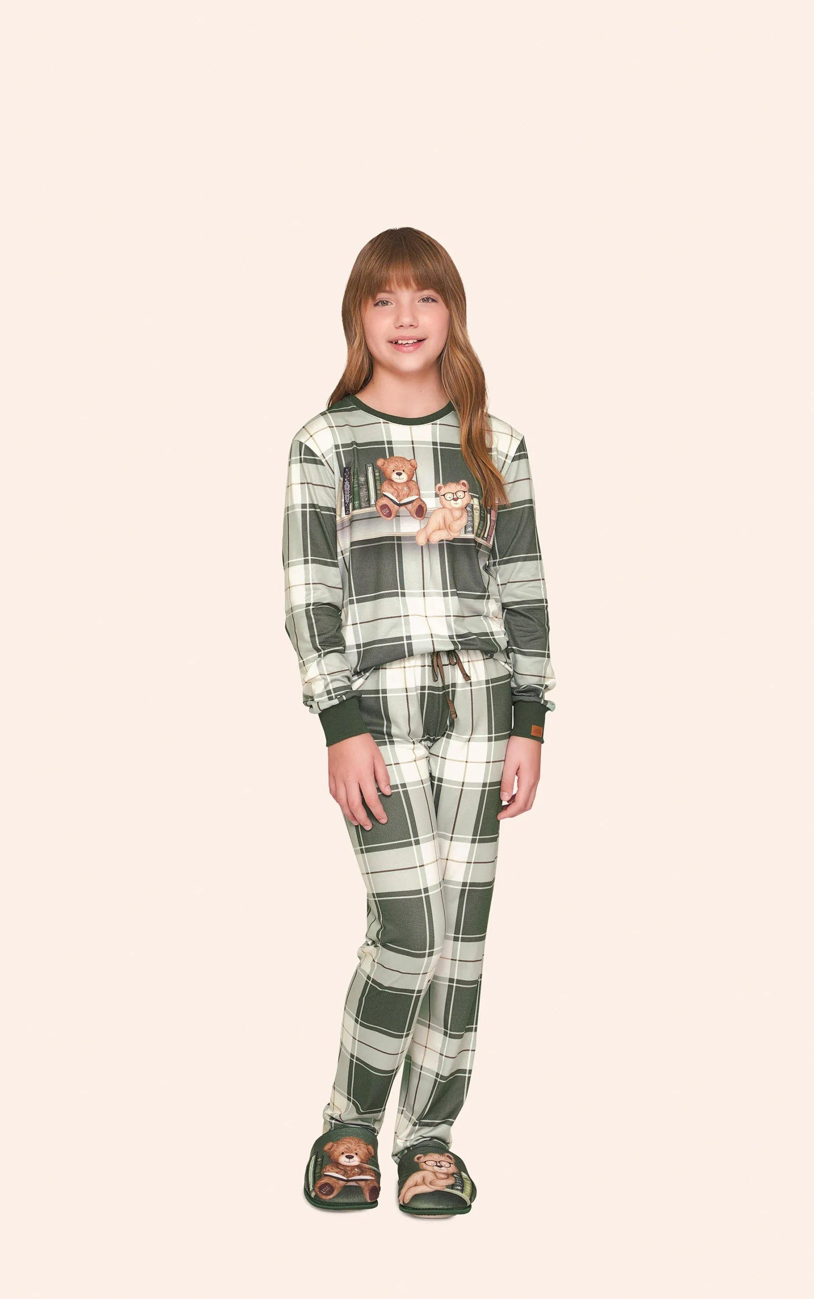 Pijama Comfort Infantil Feminino Xadrez BB Moment