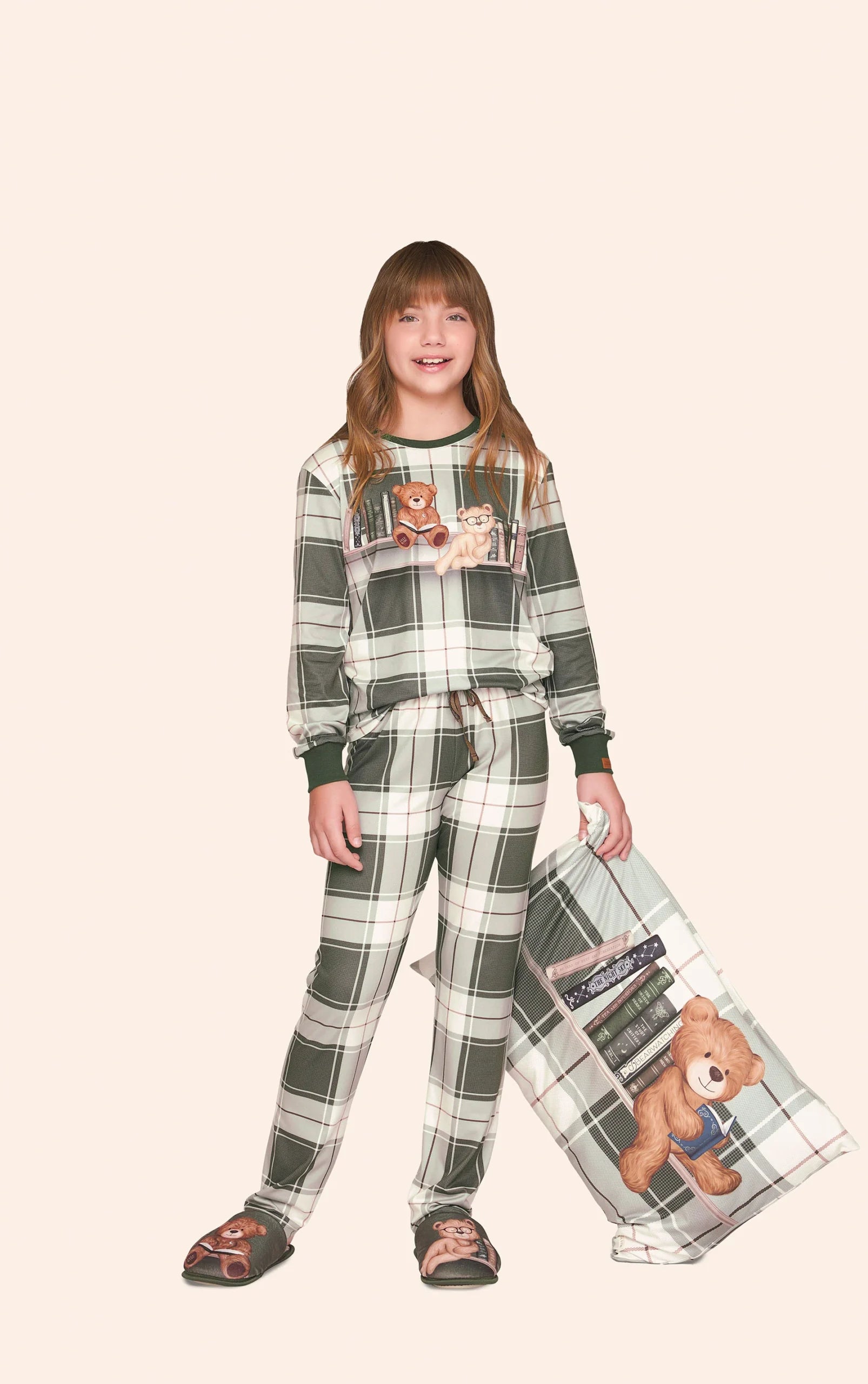 Pijama Comfort Infantil Feminino Xadrez BB Moment