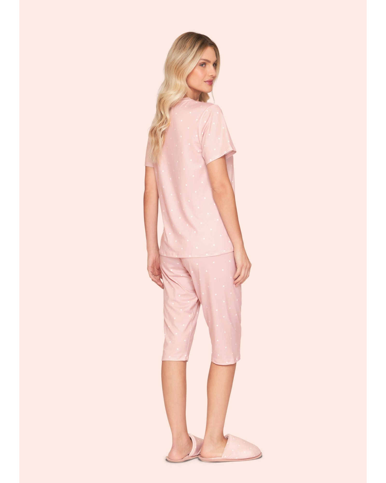 Pijama Capri Feminino Poá com Bordado Lovely - Sublime Touch