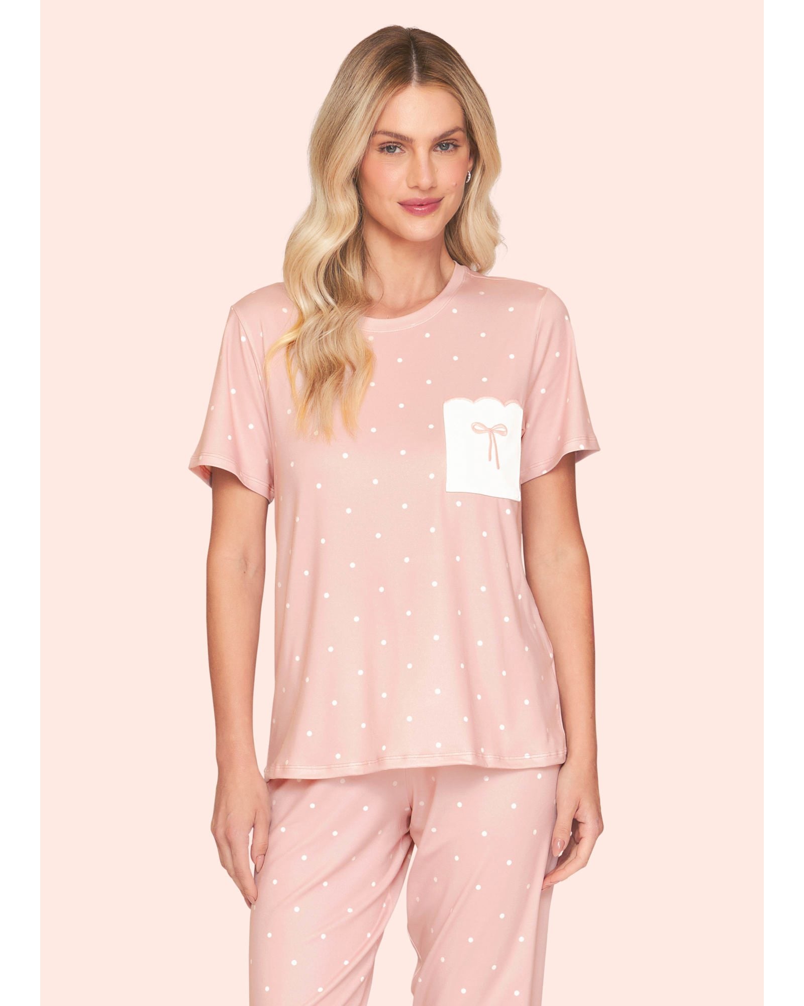 Pijama Capri Feminino Poá com Bordado Lovely - Sublime Touch