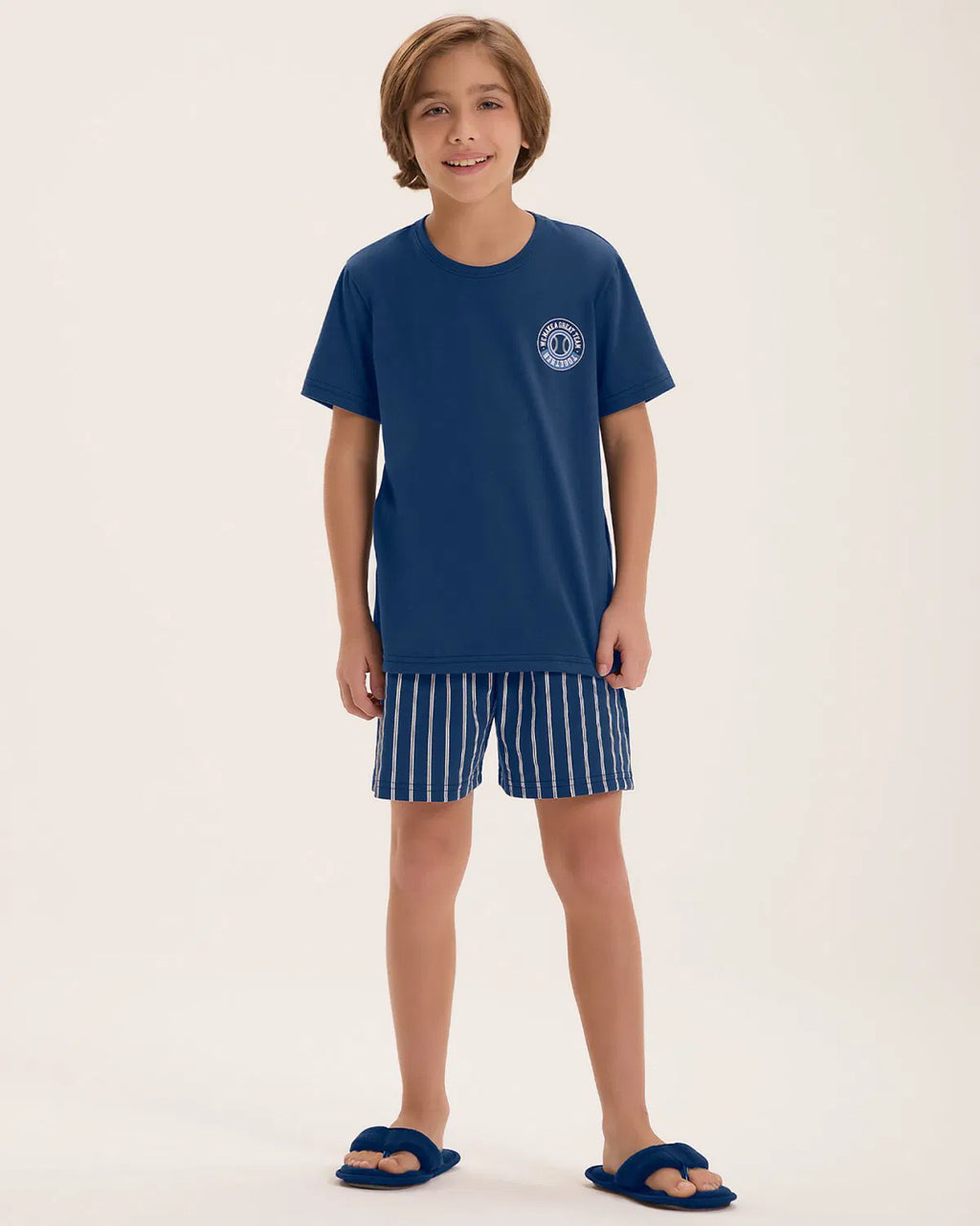 Pijama Masculino Infantil Manga Curta Com Bermuda