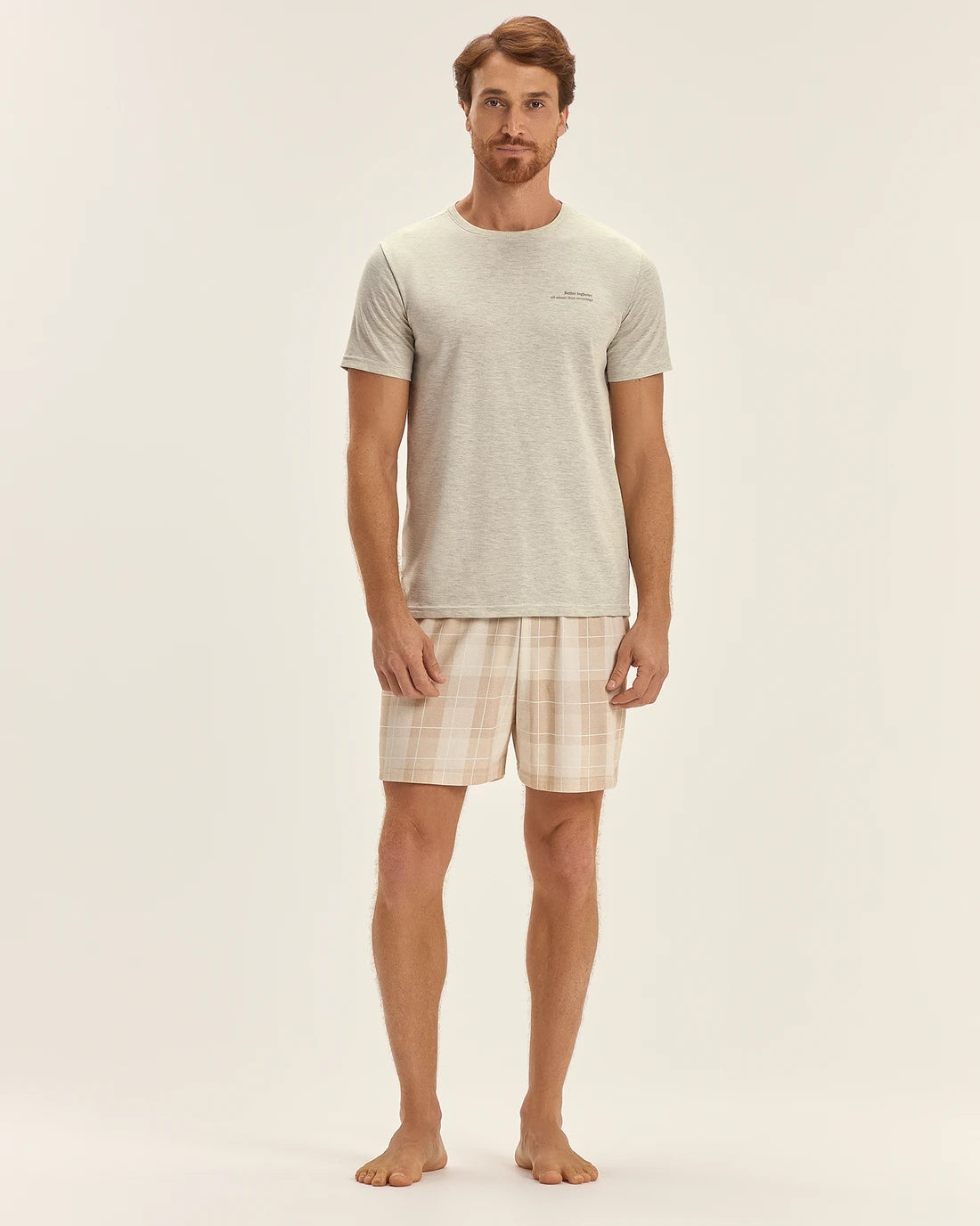 Pijama Masculino Cor Com Amor Manga Curta Com Bermuda
