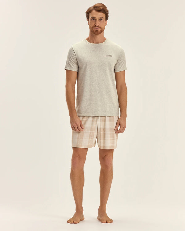 Pijama Masculino Cor Com Amor Manga Curta Com Bermuda