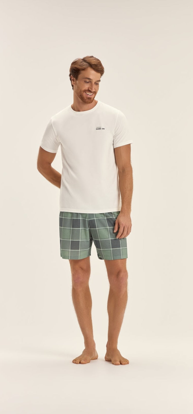 Pijama masculino manga curta com bermuda