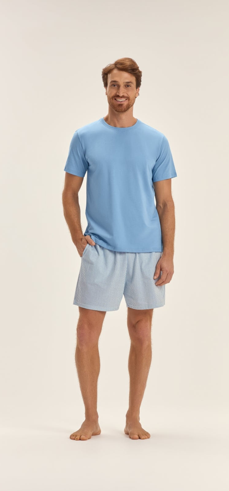 Pijama masculino manga curta com bermuda