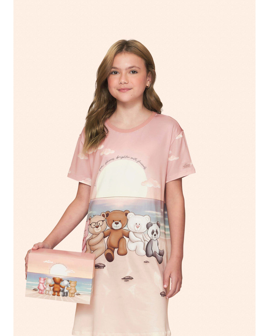 Kit Lua Lua  Dress Infantil  + Caixa Yoga Bears