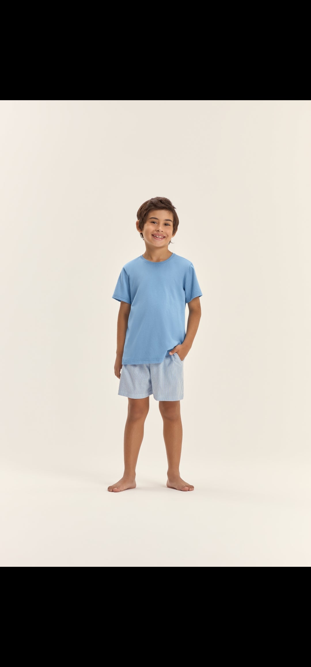 Pijama masculino infantil manga curta com bermuda