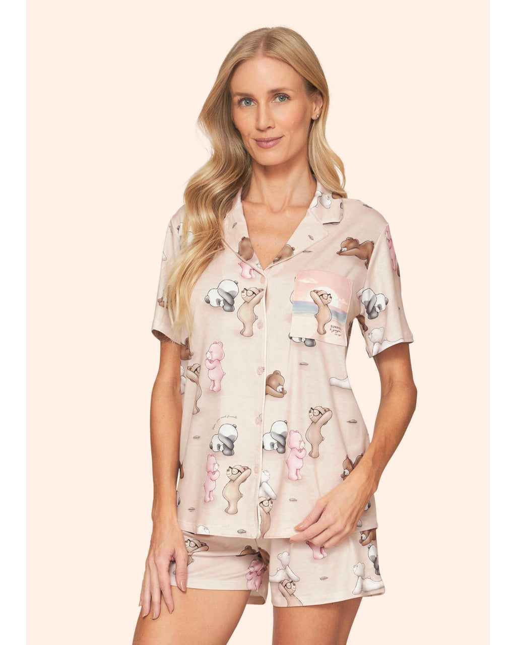 Pijama Lua Lua Feminino Aberto Short Yoga Bears