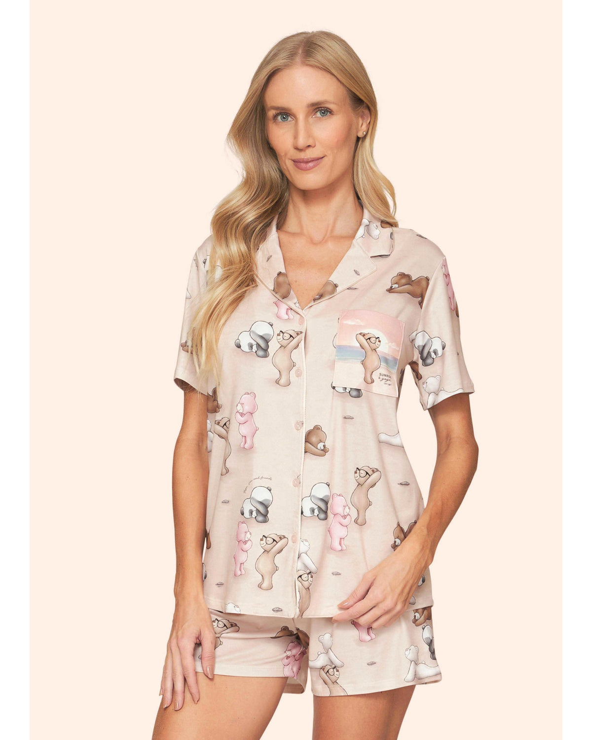 Pijama Lua Lua Feminino Aberto Short Yoga Bears