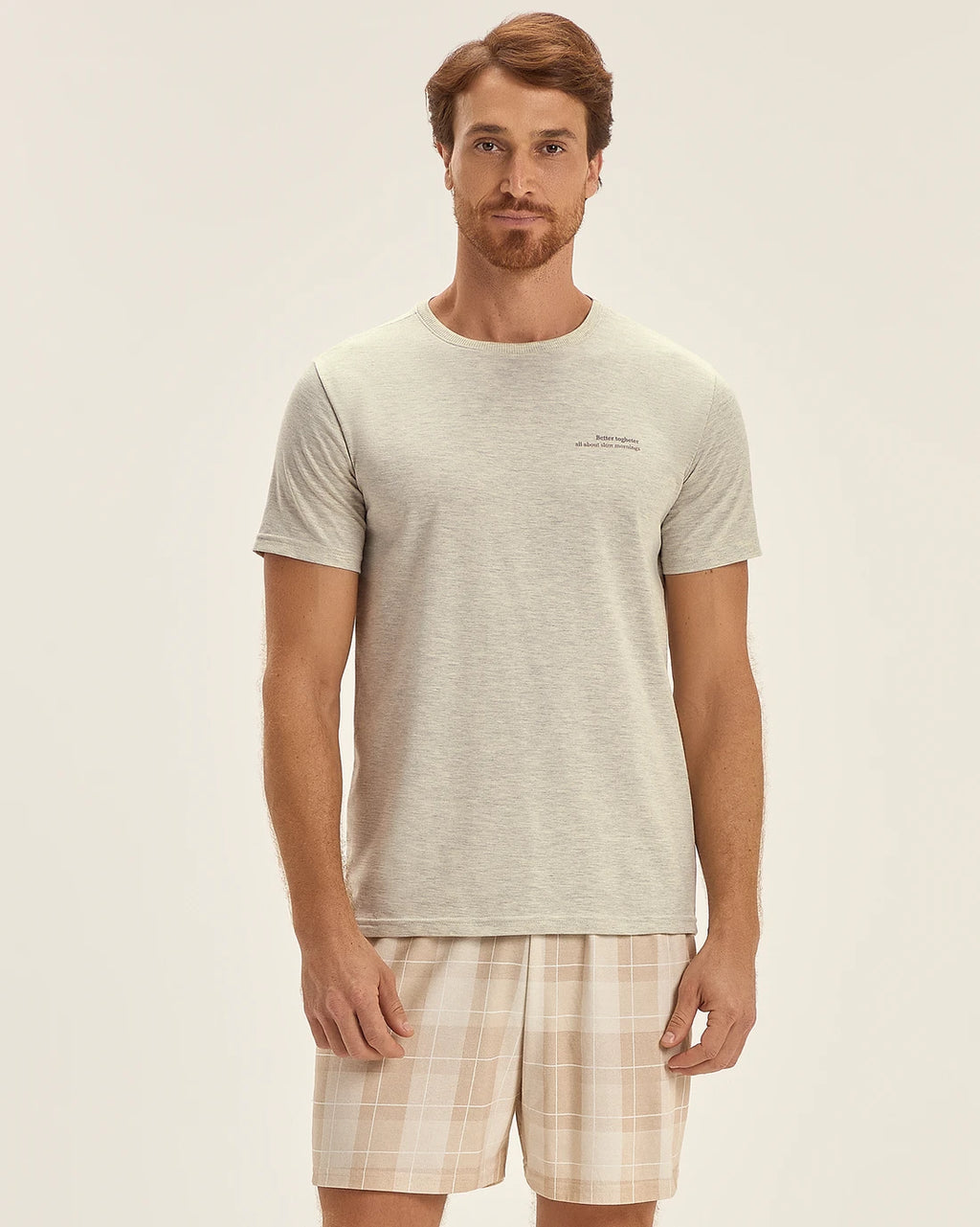 Pijama Masculino Cor Com Amor Manga Curta Com Bermuda