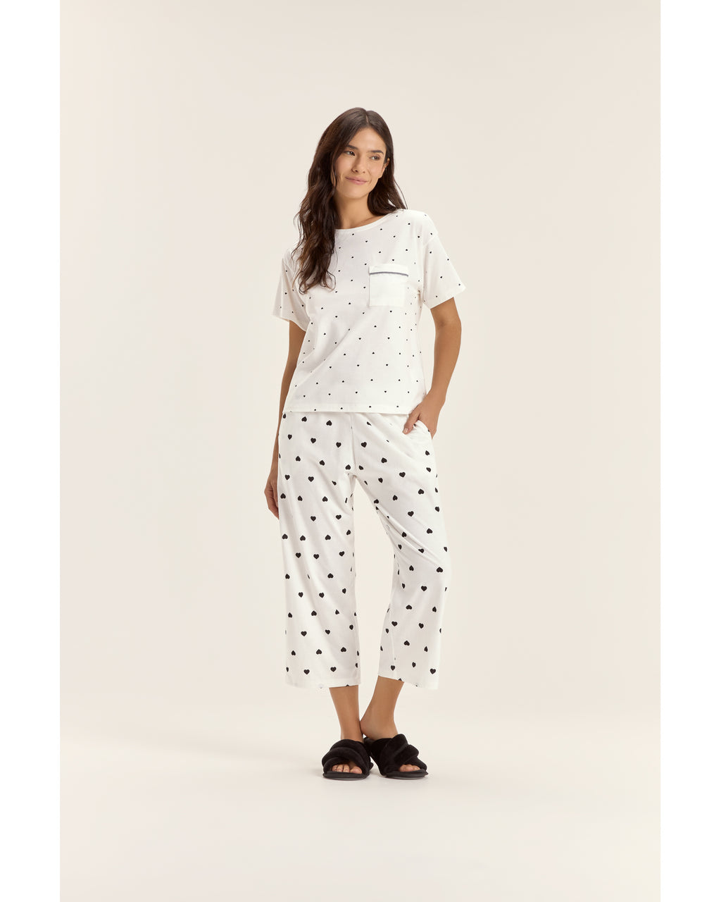 Pijama Feminino Cor Com Amor Mga Cta C/ Calça  Midi