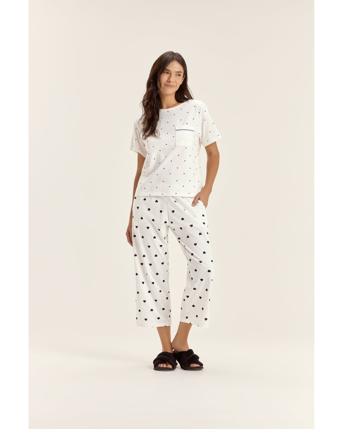Pijama Feminino Cor Com Amor Mga Cta C/ Calça  Midi