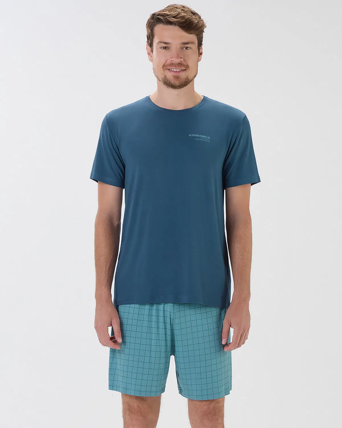 Pijama Masculino Manga Curta Com Bermuda