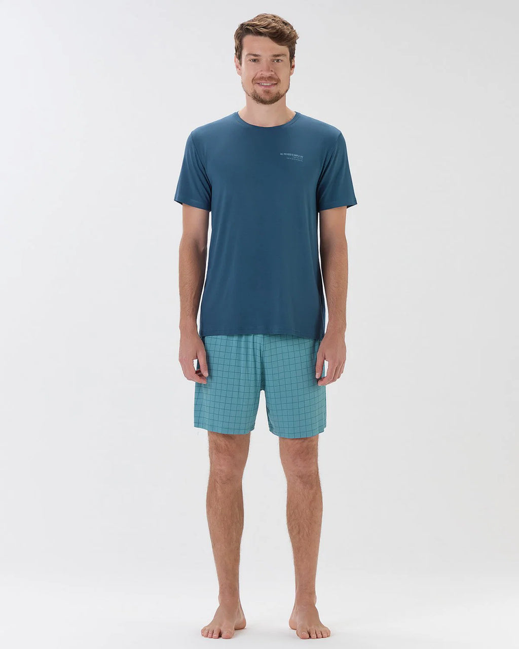 Pijama Masculino Manga Curta Com Bermuda