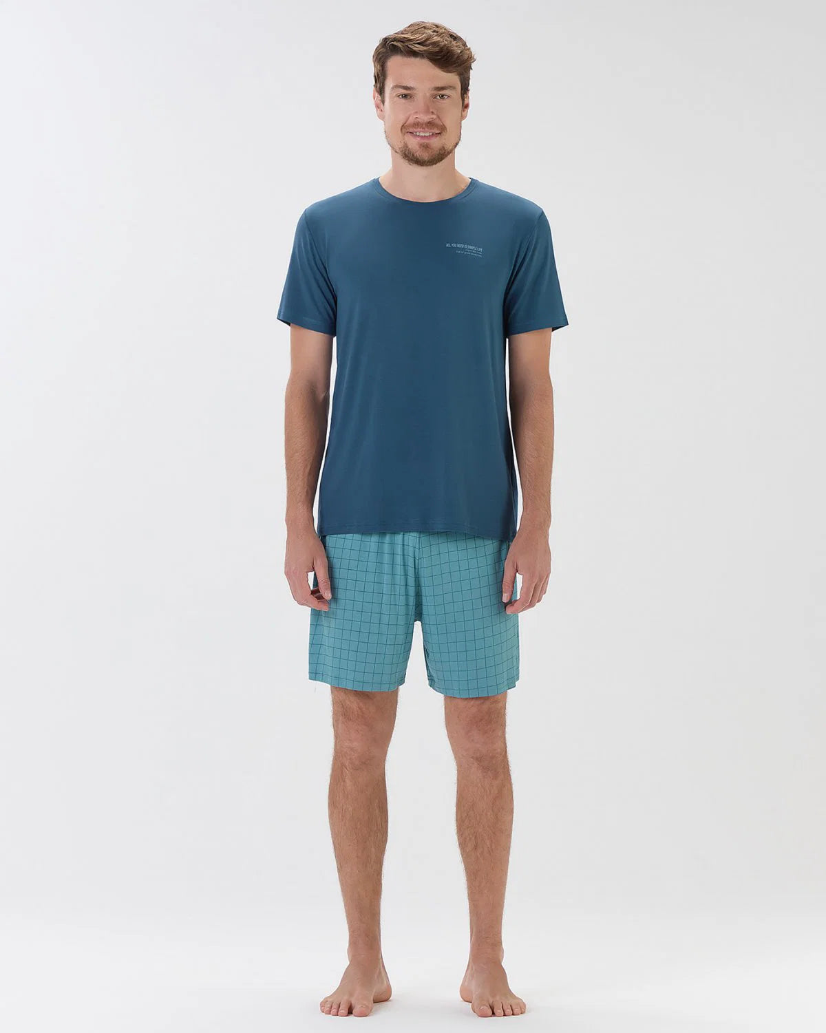 Pijama Masculino Manga Curta Com Bermuda