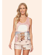Pijama Lua Lua Feminino Regata  Short Yoga Bears