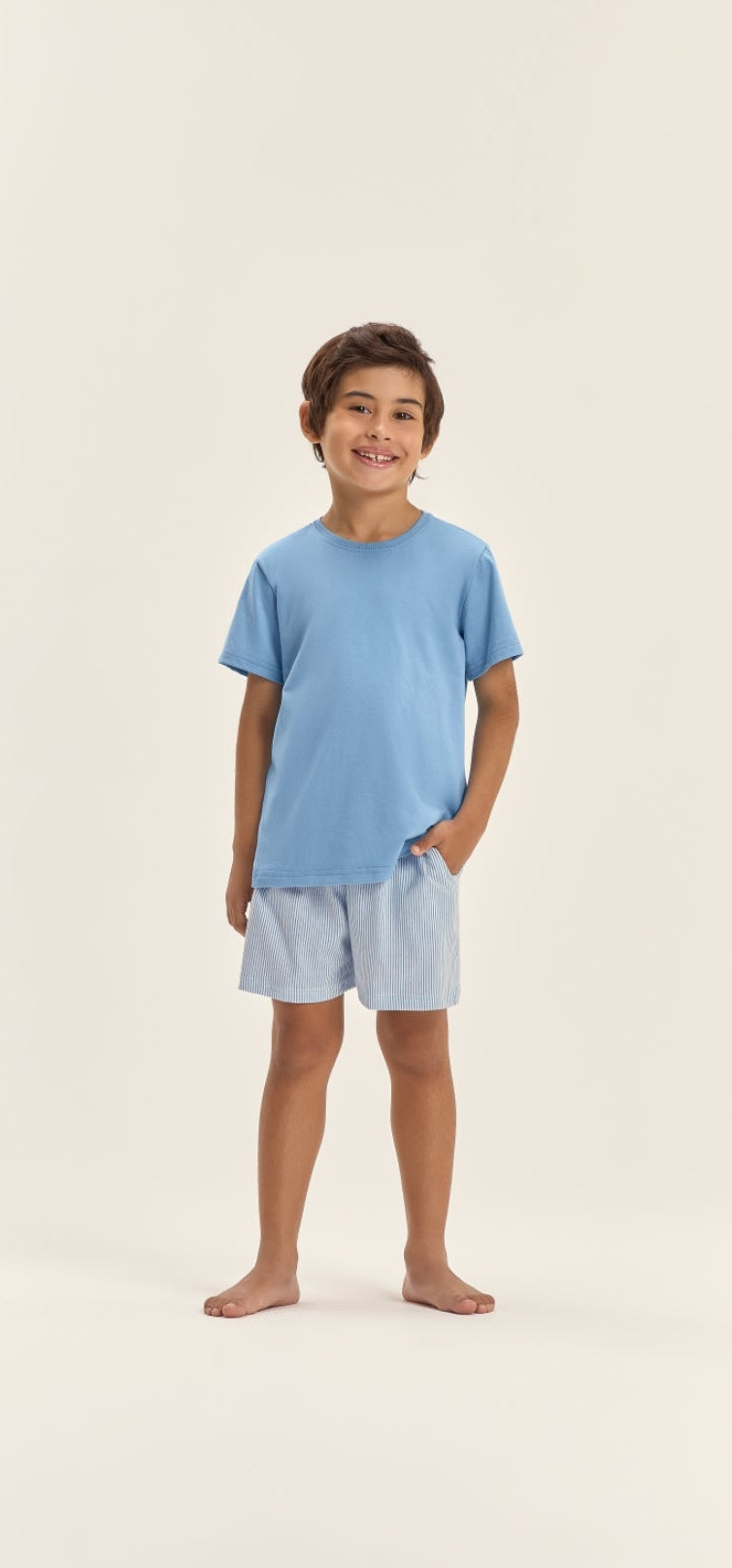 Pijama masculino infantil manga curta com bermuda