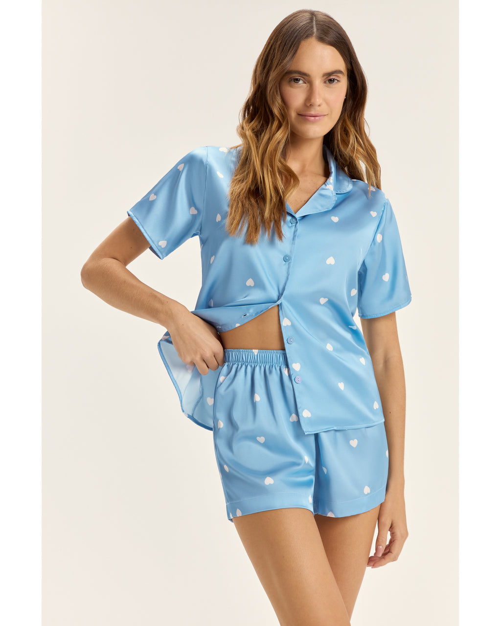 Pijama Cor Com Amor  Feminino Mga Cta Americano C/ Shorts