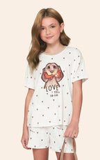 Pijama Curto Infantil Feminino Lua Lua Fur-Ever Love