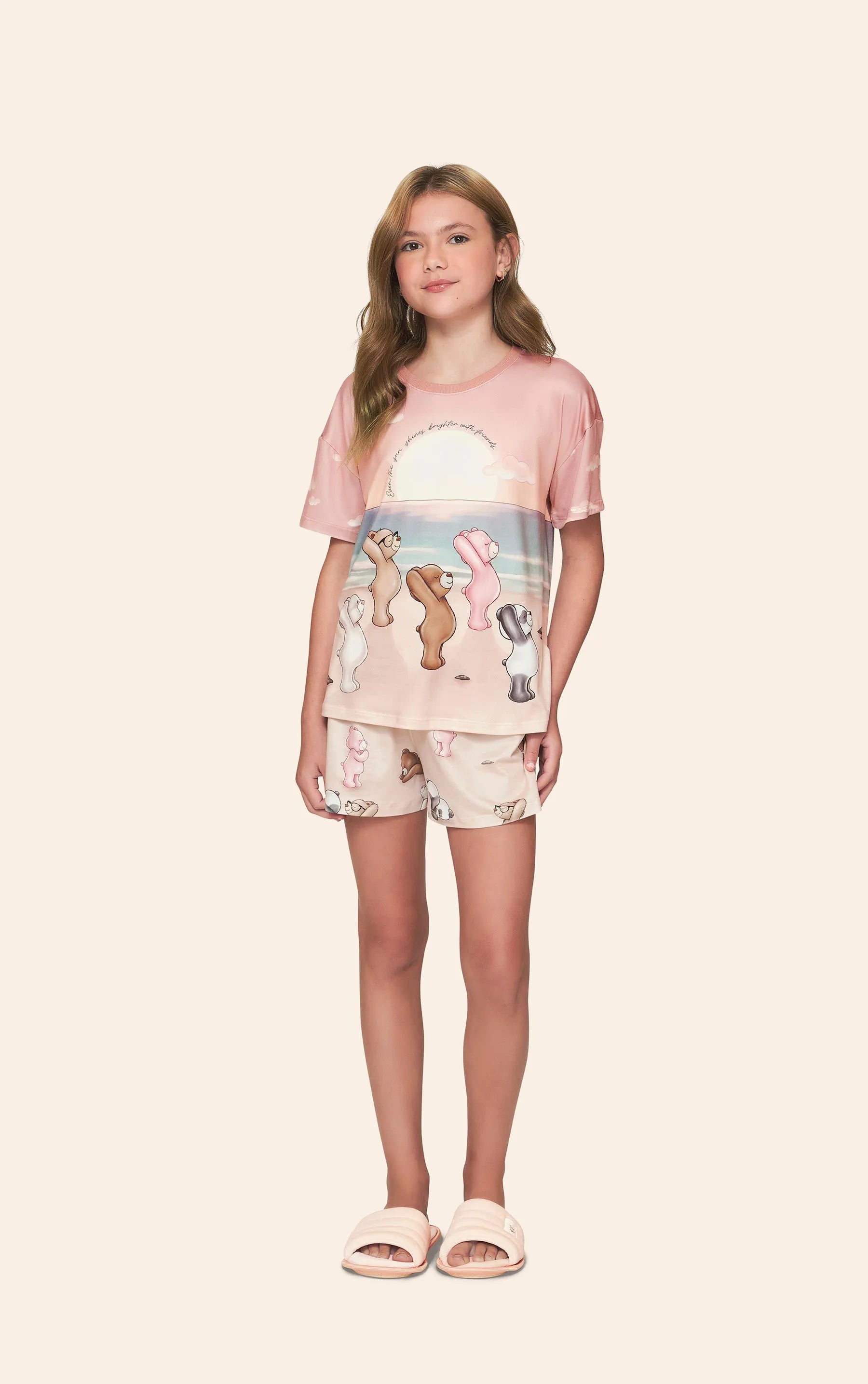 Pijama Lua Lua  Curto Infantil Yoga Bears