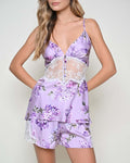 SHORTS DOLL AMETISTA FLORAL LILAS