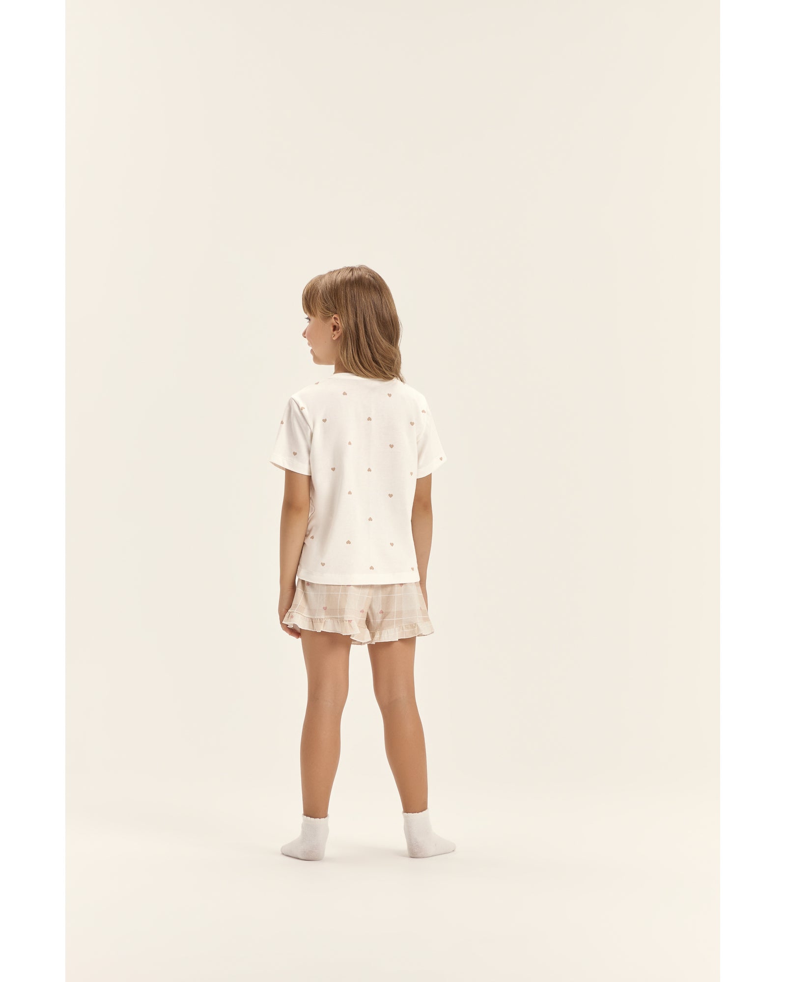 Pijama Feminino Infantil Cor Com Amor Manga Curta com Short