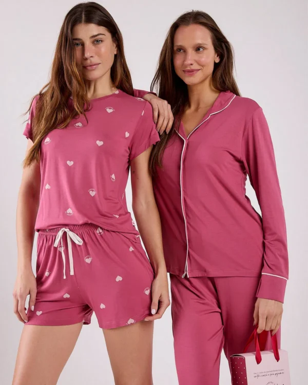 pijama feminino manga curta com shorts