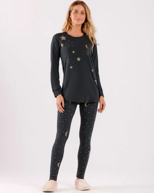 pijama feminino manga longa com legging