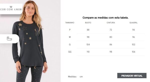 pijama feminino manga longa com legging