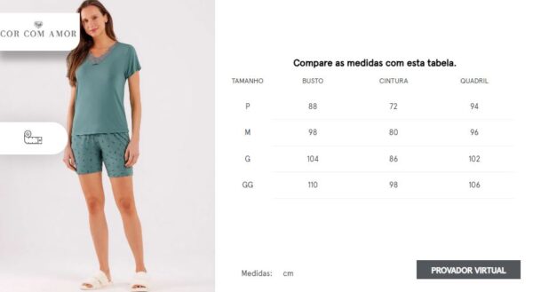 pijama feminino manga curta com bermuda