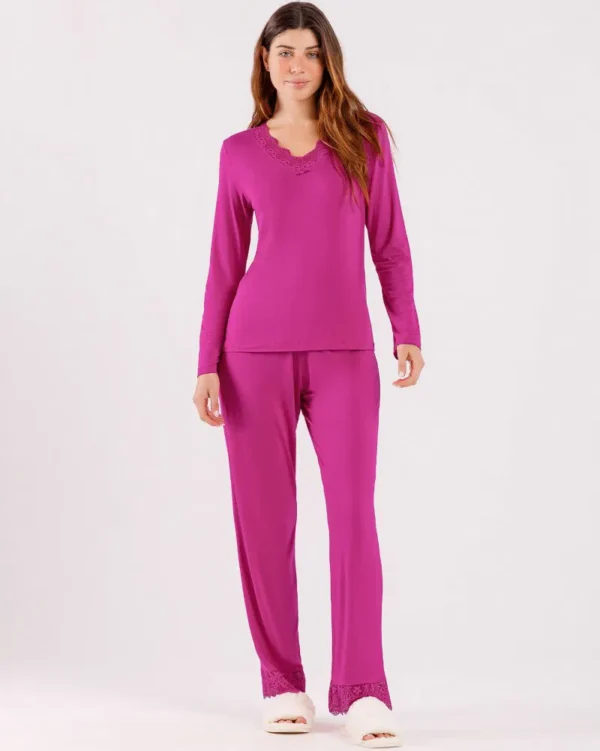 pijama feminino manga longa com calça