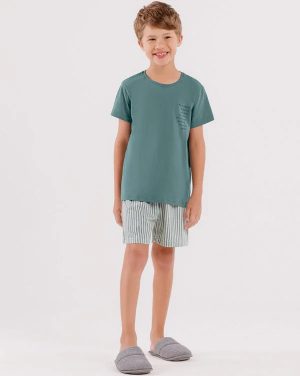 pijama infantil masculino manga curta com bermuda