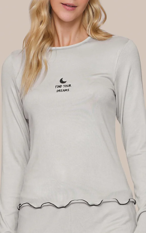 pijama manga longa short feminino night sky