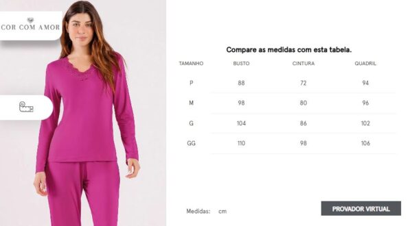 pijama feminino manga longa com calça