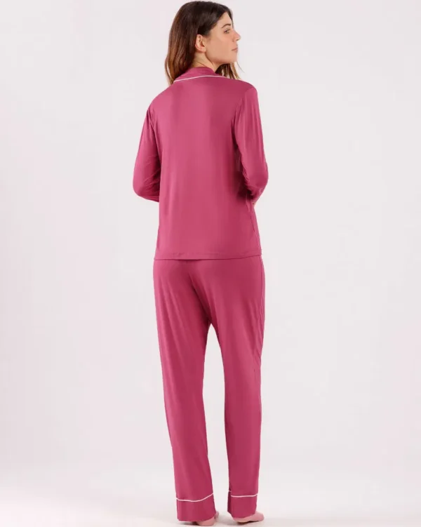 pijama feminino manga longa americano com calça