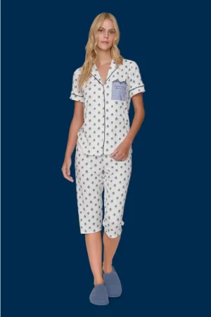 Pijama Capri Feminino Soft Blue