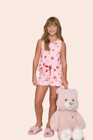 Pijama Feminino Infantil All Print Regata e Short Nina Always In Love