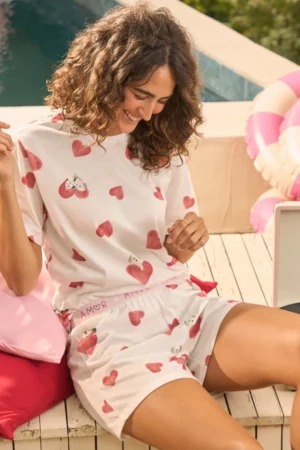 Pijama Feminino Manga Curta Com Shorts