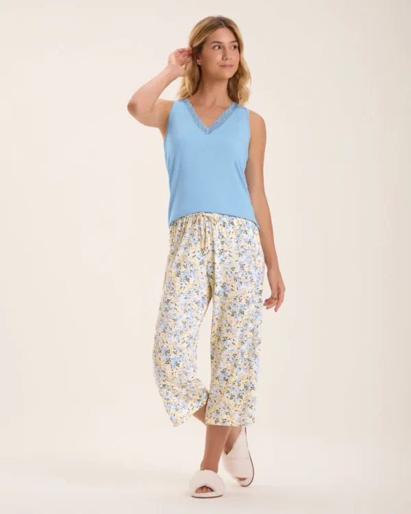 Pijama Feminino Regata Com Calça Pantacourt - Imagem 2