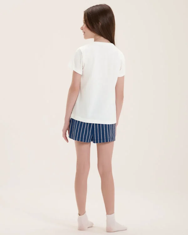 Pijama Infantil Feminino Manga Curta Com Shorts - Imagem 3