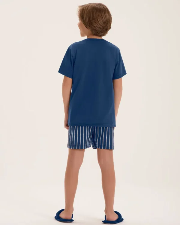 Pijama Masculino Infantil Manga Curta Com Bermuda - Imagem 3