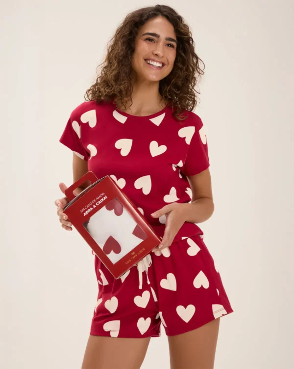 Pijama Feminino Manga Curta Com Shorts