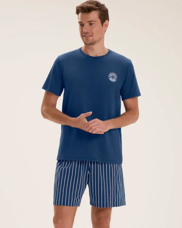 Pijama Masculino Manga Curta Com Bermuda - Imagem 2