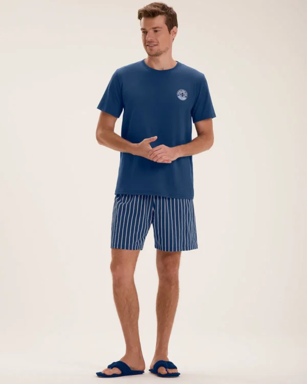 Pijama Masculino Manga Curta Com Bermuda - Imagem 3