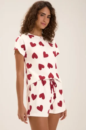 Pijama Feminino Manga Curta Com Shorts