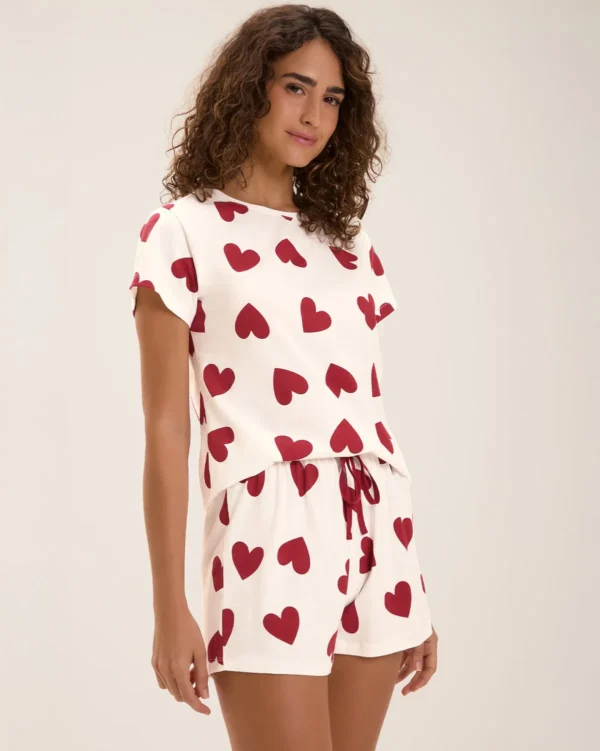 Pijama Feminino Manga Curta Com Shorts