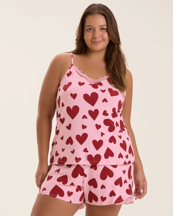 Pijama Feminino Alça Com Shorts Plus Size