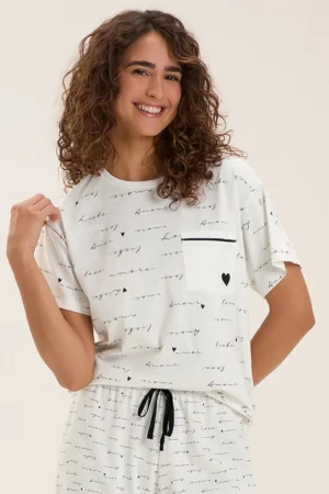 Pijama Feminino Manga Curta com Calça