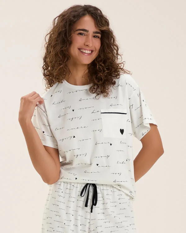 Pijama Feminino Manga Curta com Calça